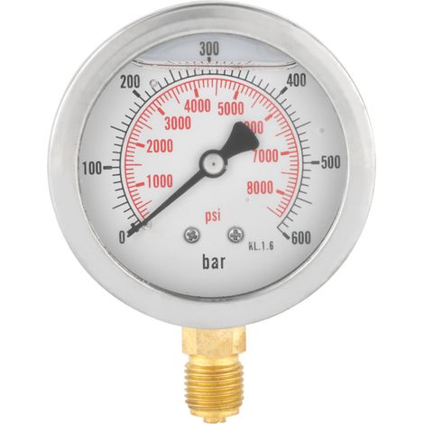 Manomètre hydraulique à eau 0-600 bar, cadran 63 mm, raccord G 1/4", outil de mesure (1/5)
