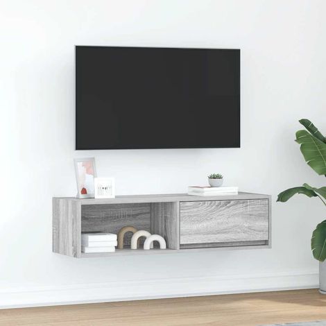 Mueble de TV Sonoma gris 100x31x25,5 cm madera de ingeniería vidaXL (1/5)