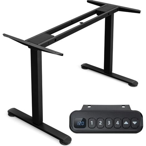Struttura per scrivania elettrica regolabile con doppio motore, nera, 109-151x70-120 cm