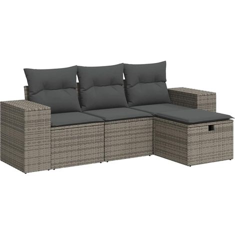 Maison Exclusive - 4-tlg. Garten-Sofagarnitur mit Kissen Grau Pol
