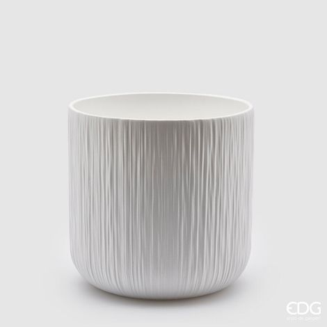 EDG Enzo De Gasperi Vaso Gen Bianco Ceramica Rilievo 20 cm