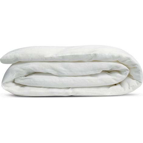 VIVARAISE - Housse d'édredon Vivaraise Linco - Blanc (100% lin recto, 100% coton verso) - Taille 85 x 200 cm