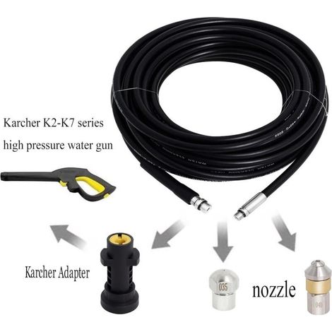 Déboucheur Canalisation 15m,furet karcher compatible avec Karcher K2, K3, K4, K5, K6, K7, nettoyeur haute pression 180Bar 60°C pour colmatage et nettoyage du drain (1/5)