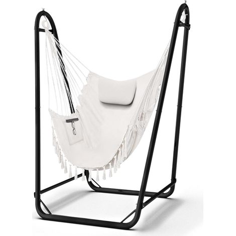 Chaise hamac avec support, intérieur/extérieur, robuste, jaune (1/5)