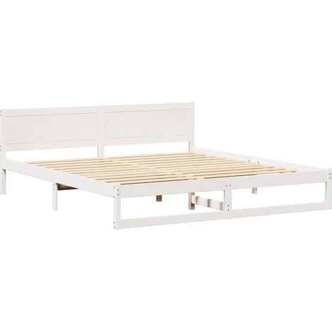 Lit double,Lit adulte,Cadre de lit Blanc 180 x 200 cm Bois de pin massif CFW2537437 (1/5)