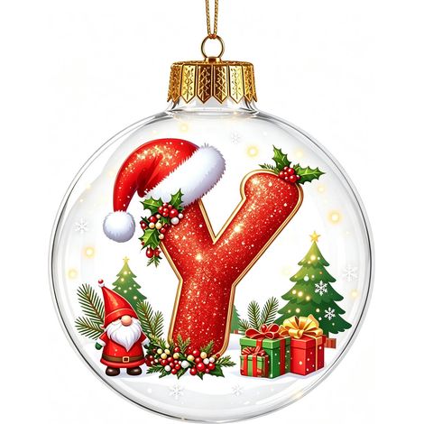 Boule à neige de Noël 3D en acrylique transparent, lettres, décoration à suspendre pour sapin de Noël (non lumineuse) (1/5)