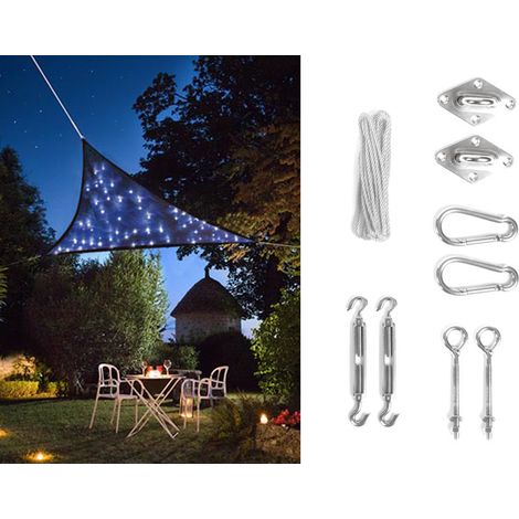 Solar Sonnensegel LED Sternenhimmel Dreieck Dunkelbau 3,6m & Ösenset (1/5)