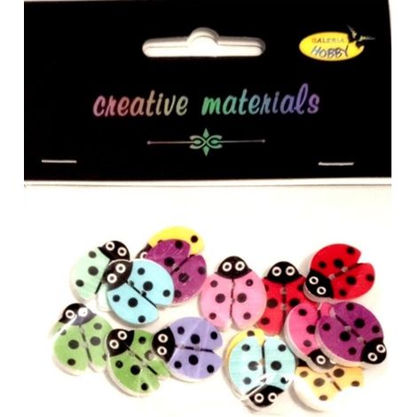 Botones decorativos con forma de mariquita, 18 mm, 15 unidades
