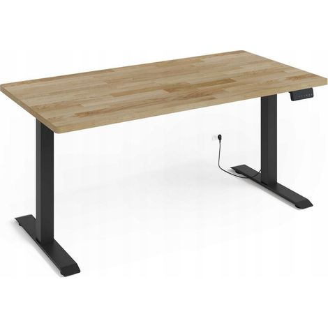 Bureau professionnel 160x80 Noir/Artisan hauteur de 72 à 120cm réglable électrique (1/5)