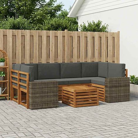 vidaXL Outdoor-Sofagarnitur mit Kissen 7 pcs Natur und Anthrazit (1/5)