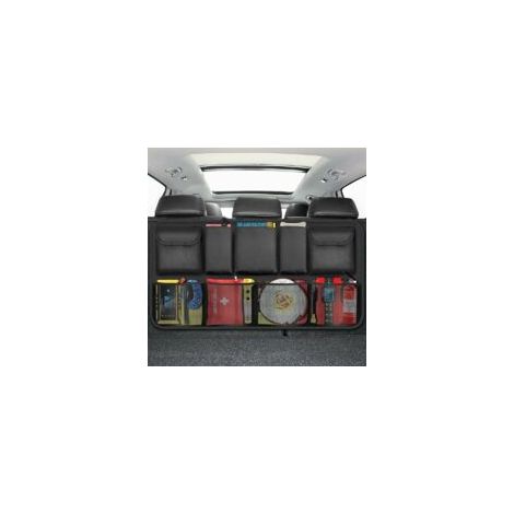 Organisateur de coffre de voiture, 9 poches, sac de rangement pour voiture, rangement pour siège arrière, rangement suspendu au dossier du siège avec 3 sangles réglables pour SUV et de nombreux véhicu (1/5)