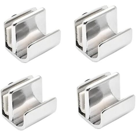 Lot de 4 poignées de porte en verre, poignée à clip en verre, alliage de zinc sans perçage, pinces de porte, poignées de tirage pour vitrines, tiroirs en verre de 5 à 8 mm