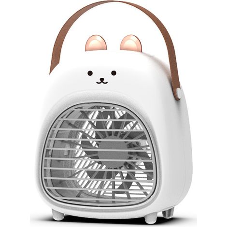 Climatiseur portable, ventilateur par évaporation, 3 vitesses, 2 brumisateurs, mini climatiseur personnel USB en forme (blanc) (1/3)