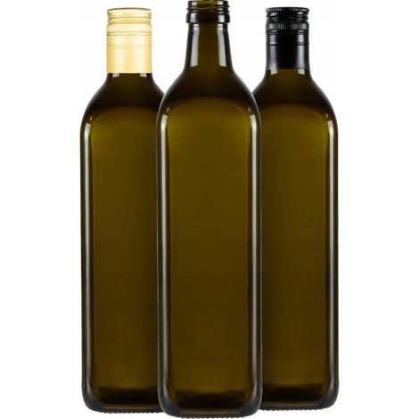 10x Botella de MARASCA OLIVA CUADRADA 750ml para tinturas de aceite de oliva BOTELLAS (1/5)