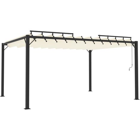 Tonnelle avec toit à persienne 3x4 m Crème Tissu et aluminium (1/5)