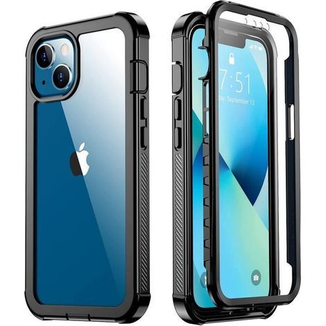 Coque pour iPhone 13 Mini 2021 5,4\'\' avec Protecteur d\'Ecran Intégré Dos Transparent Bumper 360 Degrés Intégrale Antichoc (1/4)