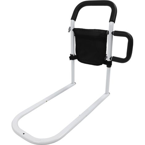 Barre d'appui de lit double poignée acier carbone émaillé antidérapant robuste aide au lever couché 136kg (1/5)