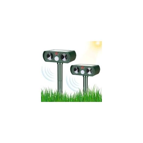 Repelente ultrasónico solar para gatos (2 unidades) con luz LED, resistente al agua, para gatos, perros y pájaros.