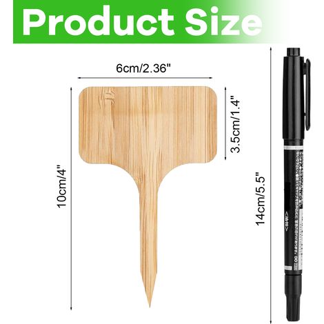 Étiquettes en bois pour plantes, 20 marqueurs en T pour rocaille, étiquettes en bambou avec marqueur permanent, fonctionnelles et décoratives, écologiques et durables. (1/5)