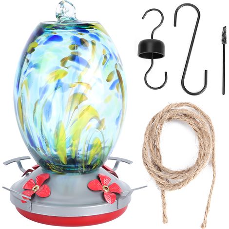 Hummingbirds Water Feeder Colorful Painting Glass Bird Feeding Tool for Garden CourtyardQ2 (1/5)