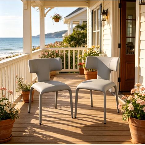 Chaises salle manger grises en simili cuir 2 pièces HAVRYA (1/5)