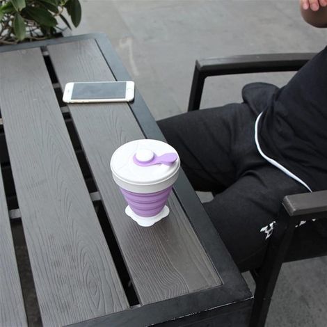 Tazza d'acqua pieghevole in silicone, tazze pieghevoli portatili per latte e acqua, tazza da caffè pieghevole per viaggi all'aperto. (1/4)