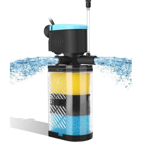Système de filtration interne à trois étapes avec double flux d'eau et injection d'air, idéal pour les aquariums d'eau douce et les terrariums (capacité de 10 à 40 gallons), design transparent (1/5)
