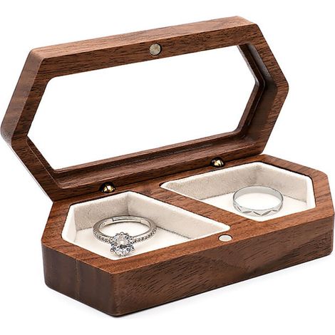 Boîte à bijoux en bois, boîte à bijoux de grande capacité, boîte de rangement de voyage, boucles d'oreilles, bagues, cadeaux pour dames, étui à perles(Blanc) (1/4)