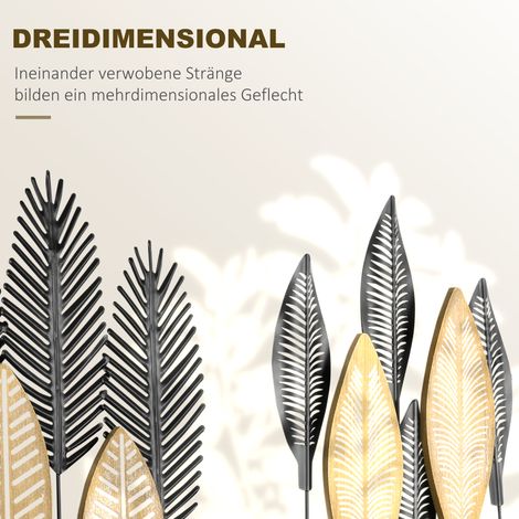 3D-Wandkunst – 2er-Set – Moderne Wanddekoration – Metall – Natur + Schwarz (1/5)