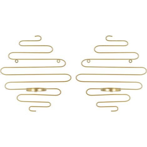 Set 2 portacandele da muro Alid in ferro dorato CM 33x10x34 (vetro non incluso)