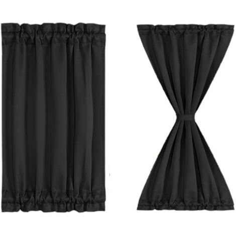Lot de 2 rideaux occultants à passe-tringle coulissant pour porte, noir, 63,5 x 101,6 cm (1/5)