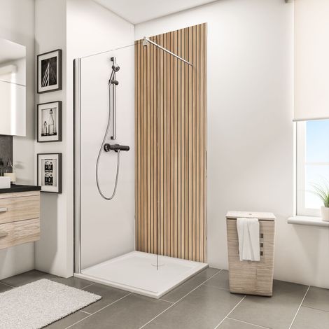 Schulte – Panneau mural 100 x 210 cm – Décor japandi vertical – Composite d'aluminium 3 mm – Étanche et sans joints – Installation facile sur carrelage