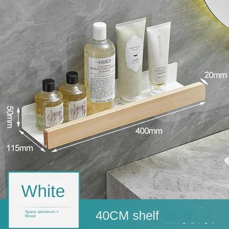 Étagère de salle de bain en bois (40 cm), support de rangement mural, étagère de salle de bain, étagère de rangement pour salle de bain (1/5)