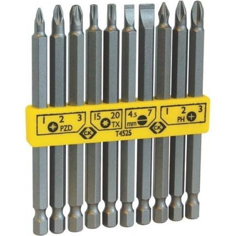 C.K. T4525 puntas de atornillar acero 10 piezas