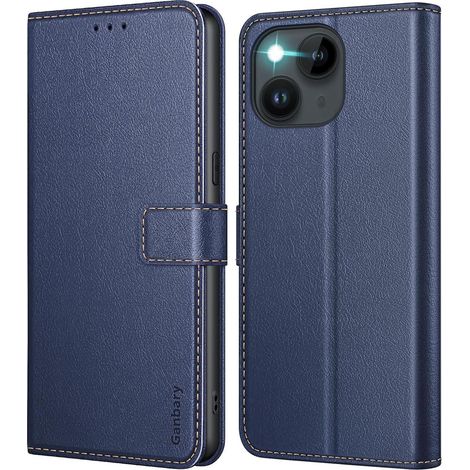 Ganbary iPhone 14 13 Hülle Leder Klapphülle Kartenschlitzen Magnetverschluss (1/5)