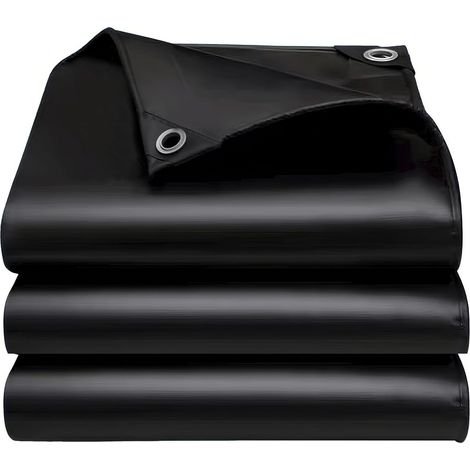 Bâche imperméable robuste 3x5m, bords renforcés, résistante aux UV, adaptée au camping, aux toits et autres emplacements extérieurs, noire. (1/5)