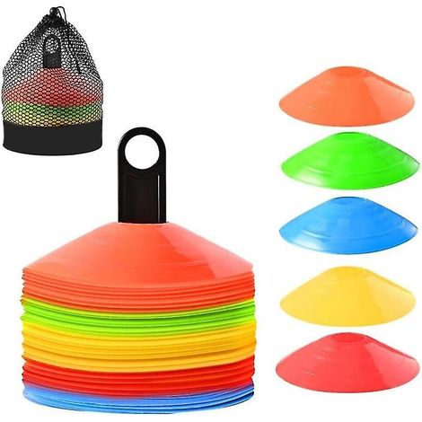 Cônes de football pour exercices sportifs - Mini cônes faciles à transporter avec sac en filet et support pour le sport - 50 (1/3)