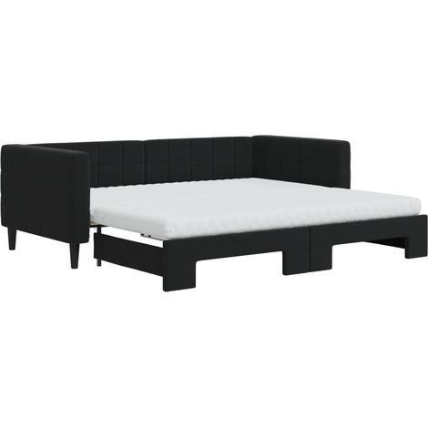 Maison Exclusive - Lit de jour avec gigogne et matelas noir 90x190 cm velours