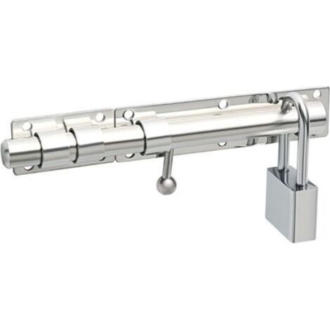 Bolt Door Latch (Padlock Not Included) Sliding Barrel Door Bolt Lock Outdoor Door Lock with Padlock Hole, Chrome Finish Stainless Steel (1/5)