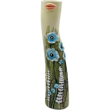 Vase à bourgeon, vase mignon à motif personnage, vase décoratif moderne, vase artistique, vase pour une seule fleur, vase bohème créatif en résine, vase femme pour bureau, mariage, salle de bain-Style