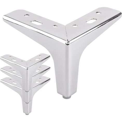 Cyclingcolors – Pieds de meuble en métal chromé – Lot de 4 – Hauteur 105mm – Forme triangulaire pour meubles modernes – Patins en caoutchouc anti-rayures (1/3)