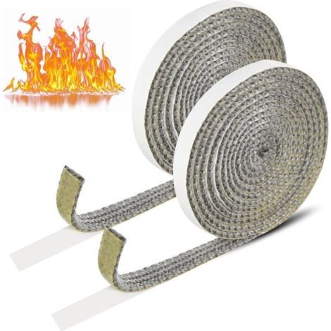 – Striscia sigillante autoadesiva per alte temperature 2 mm x 10 mm – 2 rotoli in fibra di vetro – Resistente fino a 500 °C – Per stufe e caminetti – 2 mm x 10 mm x 2 m (1/5)