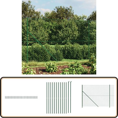 Clôture à mailles losangées avec bride vert 1,6x25 m - Clôture - Clôture Grillagée - Clôture Cyclique - Clôture Jardin - Clôture Verte