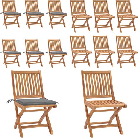 Chaises pliables de jardin avec coussins lot de 6 Bois de teck - Chaise pliable - Bois de teck (1/5)