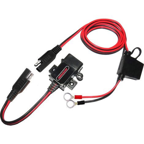 3.1Amp Moto USB Chargeur Adaptateur SAE vers USB avec câble de Terminal à Anneau pour Le Chargement d'un téléphone Portable, d'un GPS ou d'un Appareil Photo de Sport sur Le Trajet (1/5)