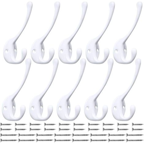 Lot de 10 crochets muraux doubles robustes avec 20 vis DXGHC (1/5)