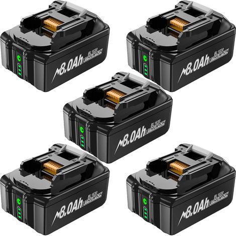 Ersatzakku, 8000 mAh Kapazität, kompatibel mit 18-V-Werkzeugen, 5er-Packung mit 8000-mAh-Akkus (1/2)