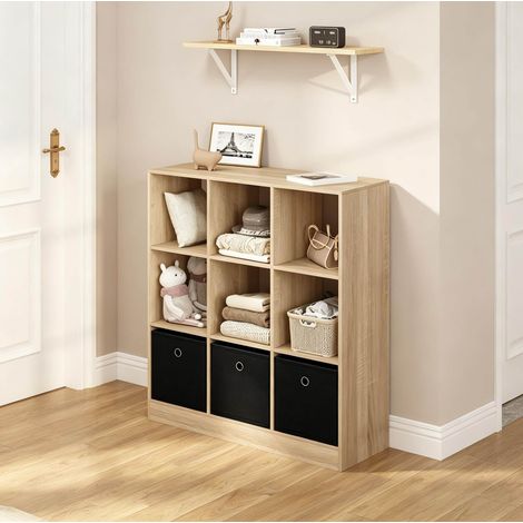 Librería estantería de almacenamiento 80 x 86,5 x 30 cm con 3 cajones de tela HAVRYA (1/5)
