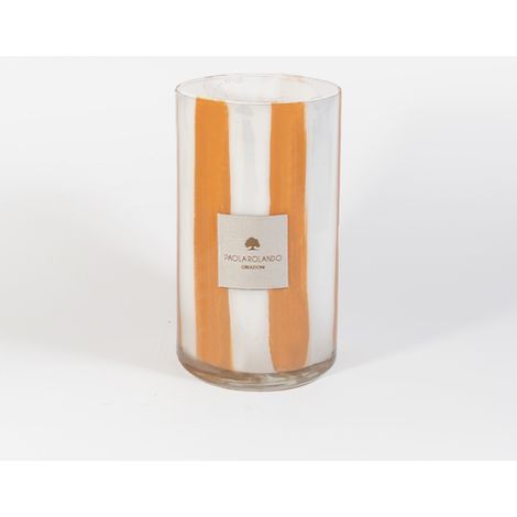 Vaso decorativo in vetro artigianale Made in Italy Millerighe H 20 - Arancione