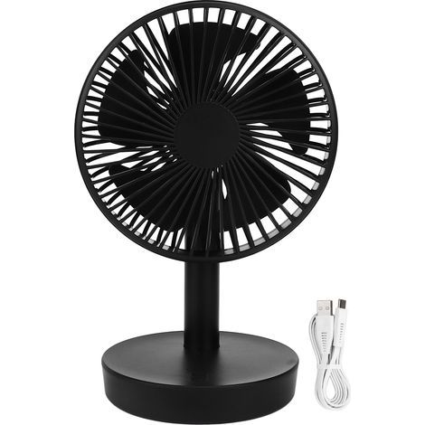 Ventilateur de bureau oscillant USB 3 vitesses, 5 pales, tête automatique mobile, vent doux, noir pour usage personnel (1/5)